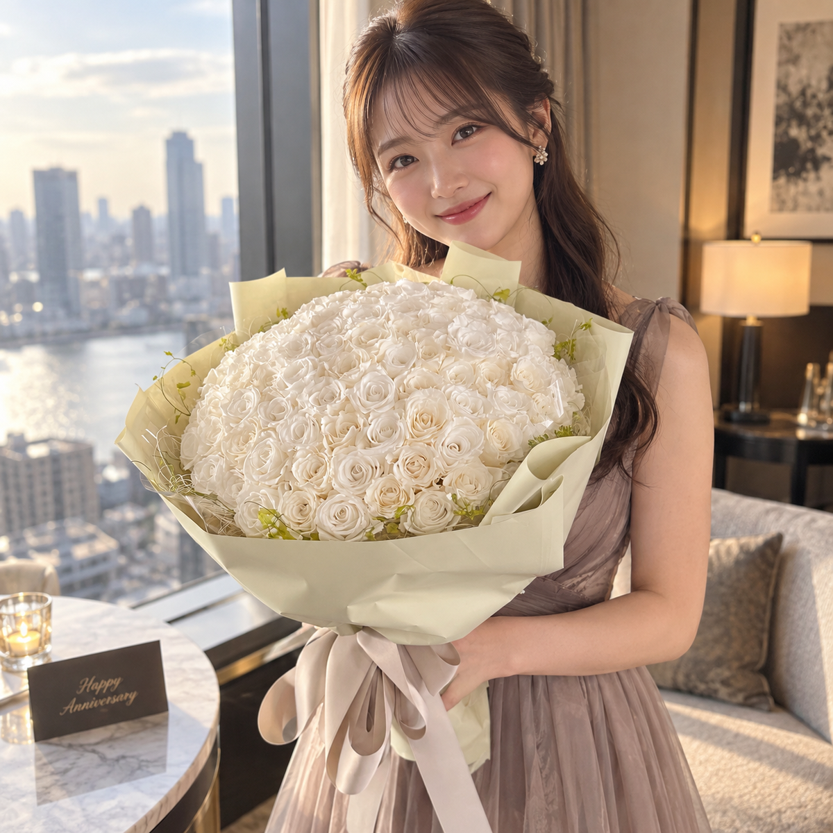 108本のバラ「結婚しよう」（プリザーブド / ホワイト）