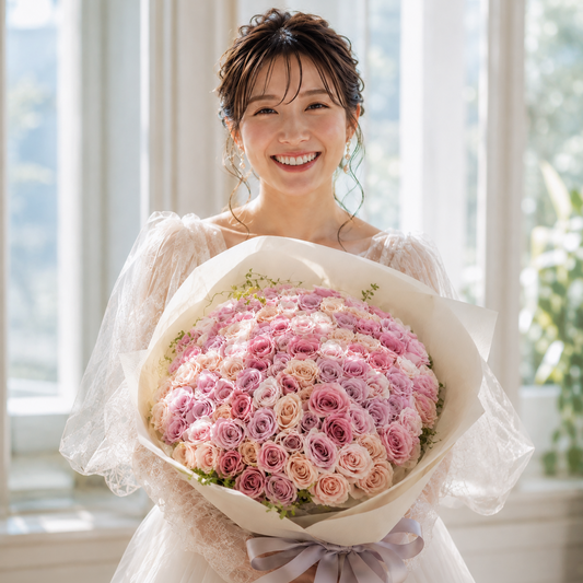 108本のバラ「結婚しよう」（プリザーブド / ピンク）